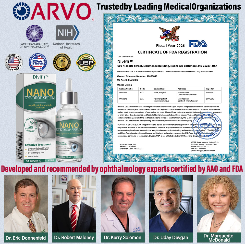 👩‍⚕️Divifit™ Nano Eye Drops Serum – FDA Approved(Suitable for presbyopia, dry eye syndrome, glaucoma, and cataracts) 👁️💧